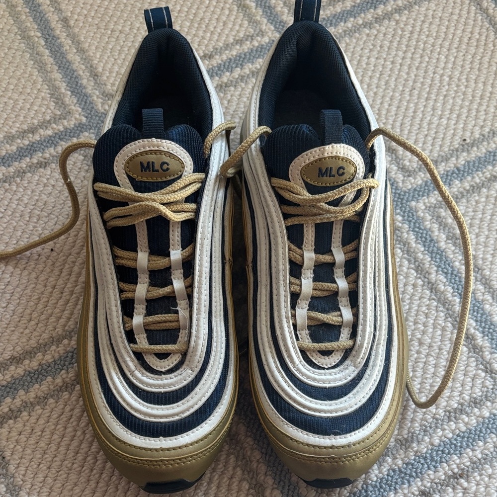 Custom made Nike Black, Navy and Gold Athletic Sneakers Sz 8.5